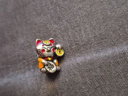 Silber Charm chinesische Katze mit Münze +Garantie