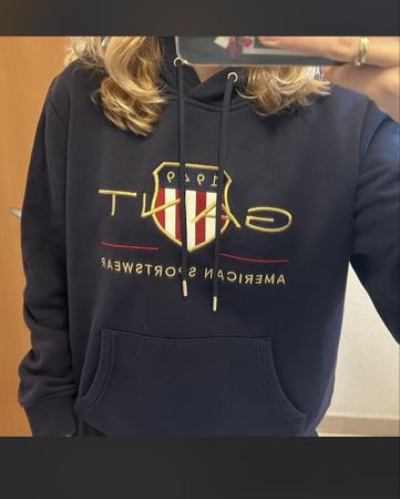 GANT Kapuzenpullover dunkelblau mit Logo Stickerei