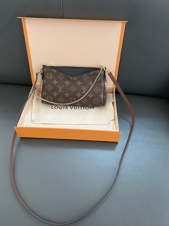 ABSOLUT TOP+RECHNUNG! LOUIS VUITTON PALLAS POCHETTE TASCHE NOIR in