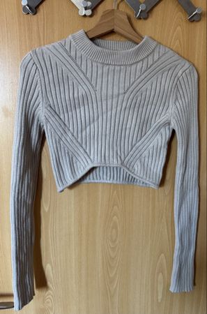 Strickpullover in Beige, Crop Style