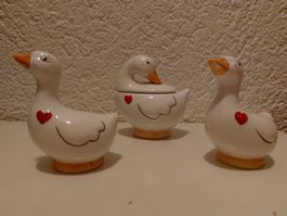 Süsses 3er Set Vintage Zuckerdose, Salz- und Pfefferstreuer