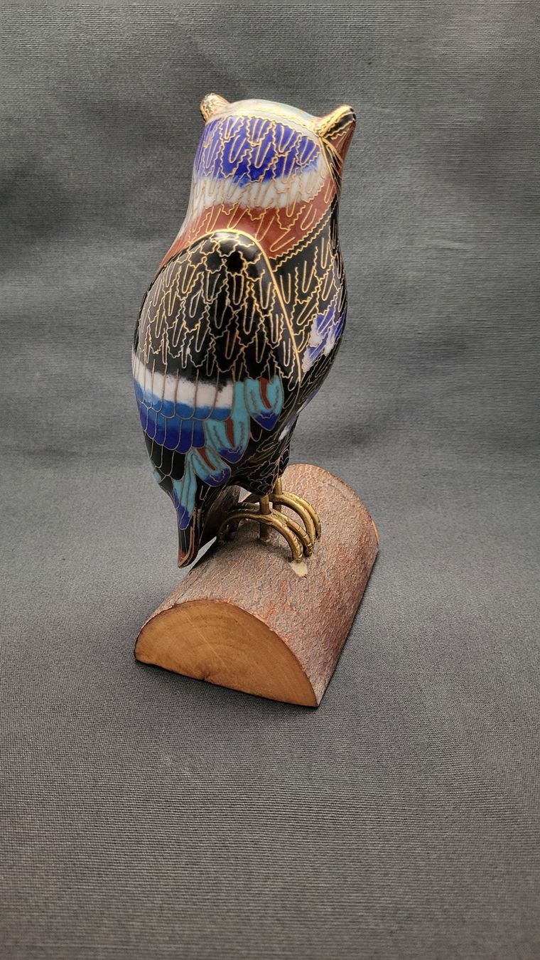 Figurines: Cloisonne-Eule auf Holzsockel – D'occasion à Basel par spinne02 3