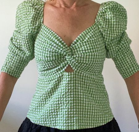 Neues grün-weiss kariertes Shirt von Mango Grösse S