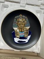 Teller mit Pharaonenmaske 22 Karat vergoldet neuwertig
