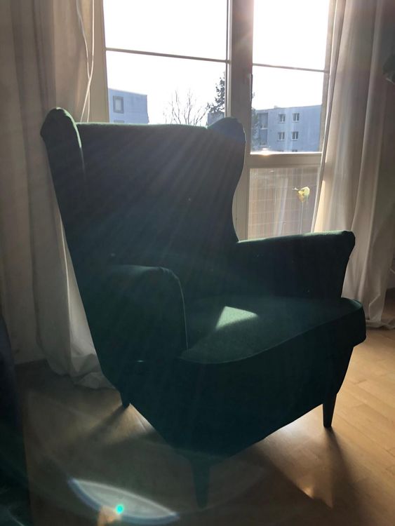Grüner Sessel aus Samt von Ikea Strandmon Ohrensessel Kaufen auf Ricardo