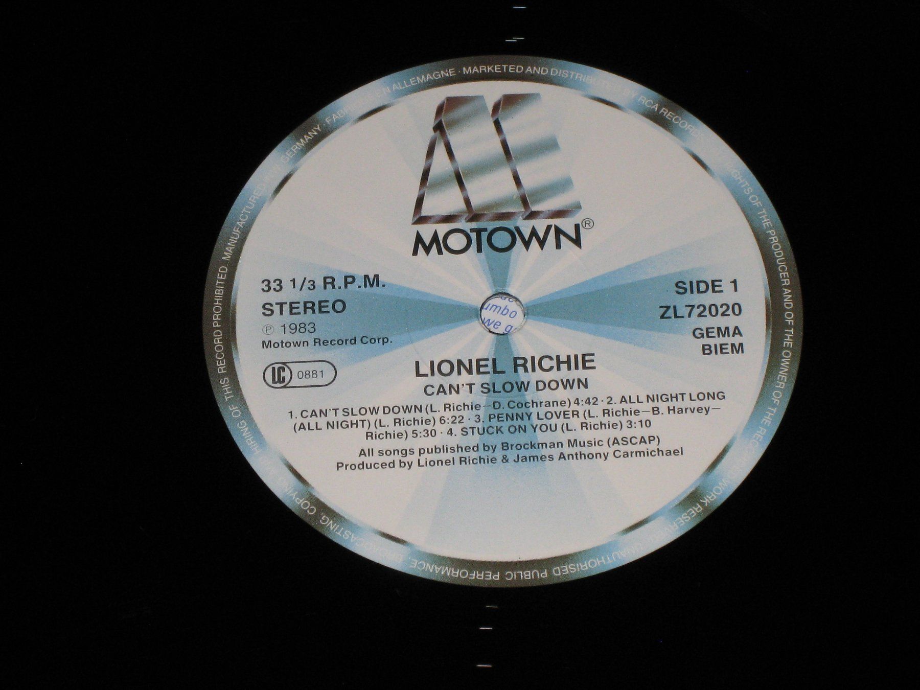 Dischi in vinile: LP - LIONEL RICHIE - CAN'T SLOW DOWN – Usato da Steckborn venduto da Quo7 2