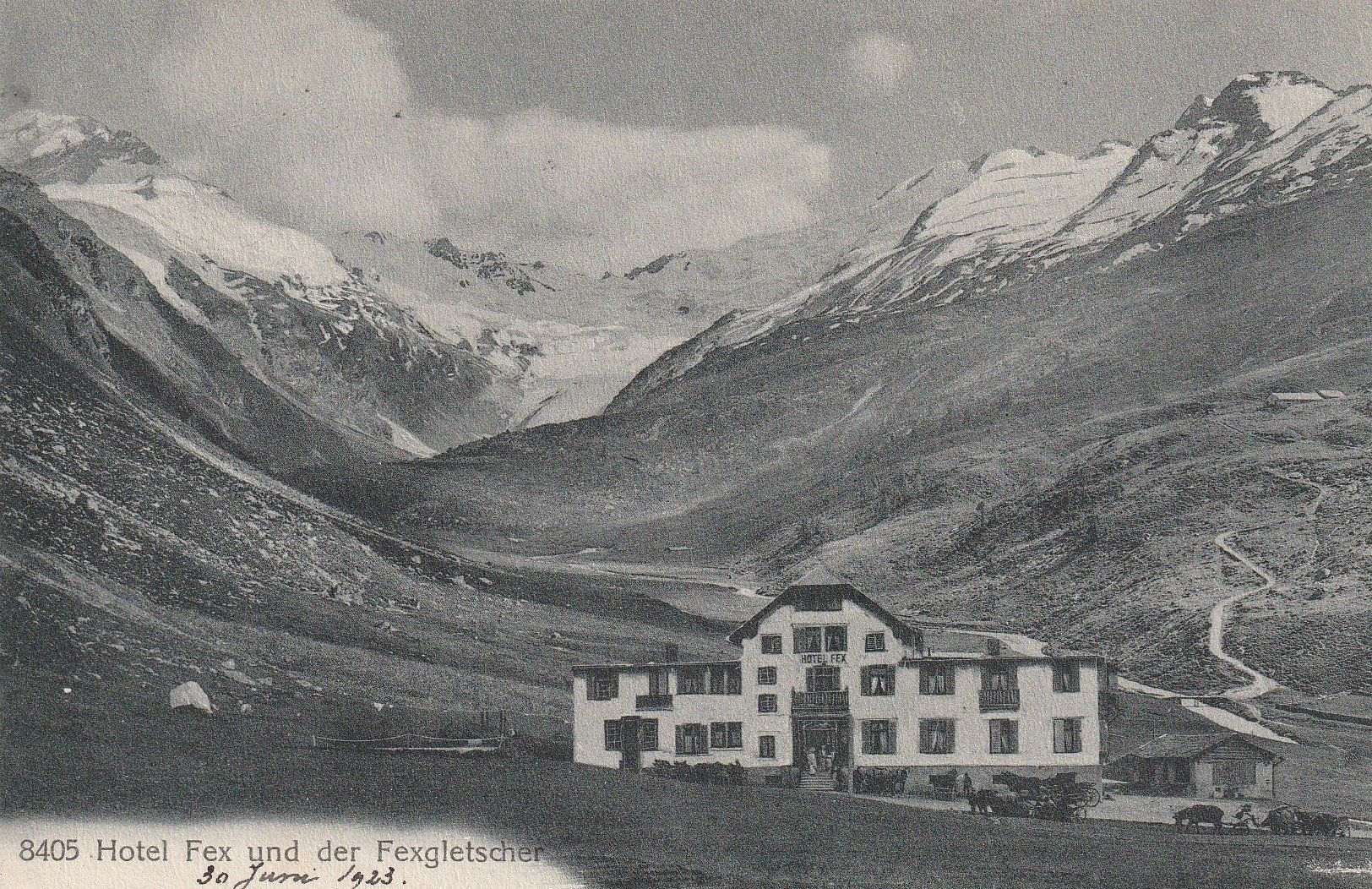 Ansichtskarten: Fex-Hotel und der Fexgletscher-Graubünden-1923 – Gebraucht aus uttwil von Koehlerfred