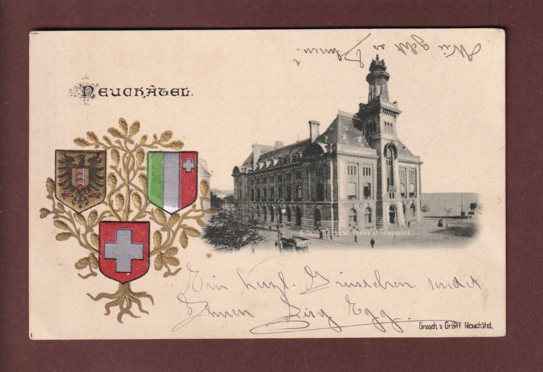 Cartoline postali: NEUCHÂTEL - Poste et Télégraphes - 1903 – Usato da Pully venduto da nicecards