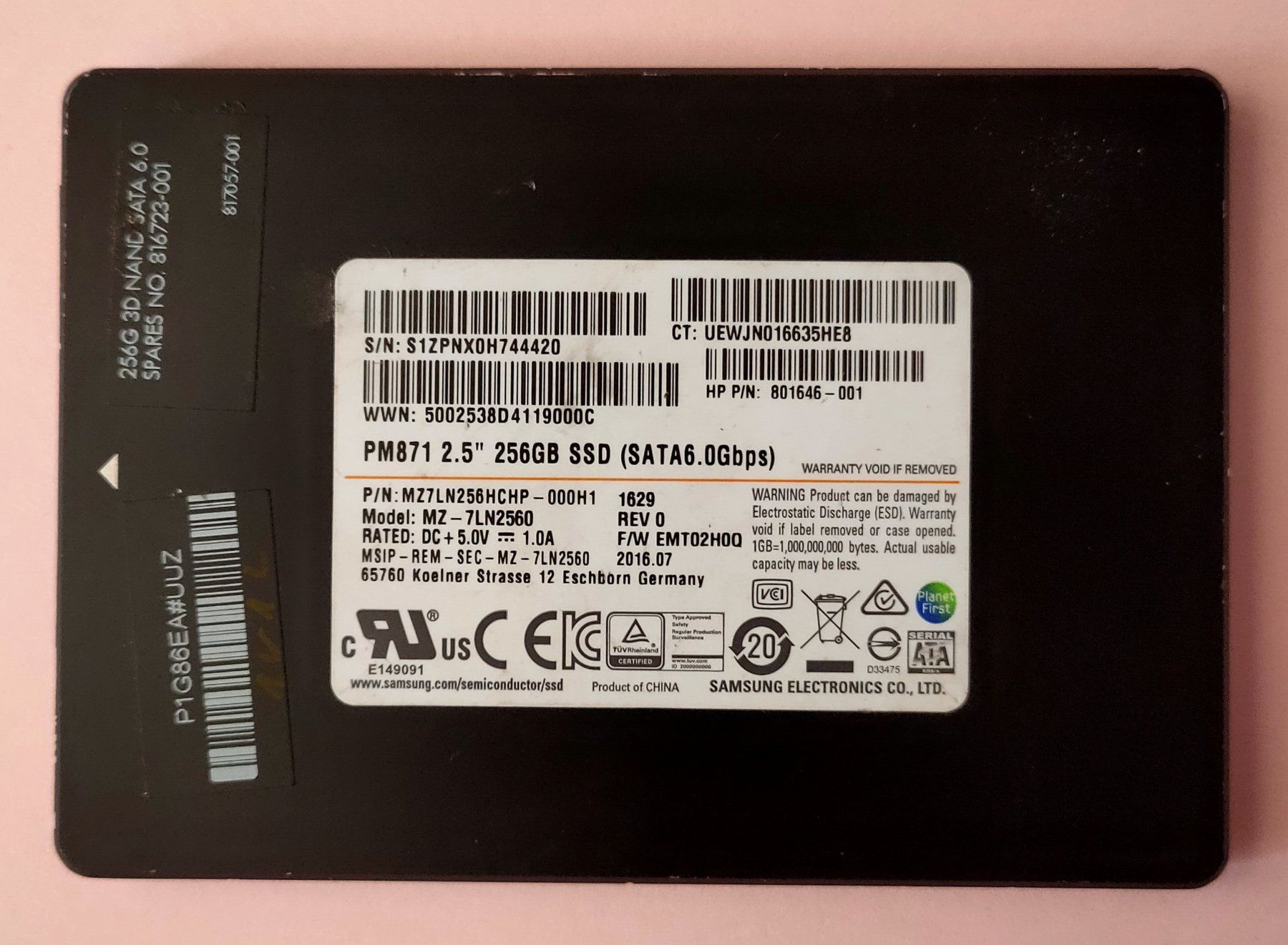 Samsung Dischi rigidi: SSD Samsung PM871 - 256 Go – Usato da Lausanne venduto da syrinks