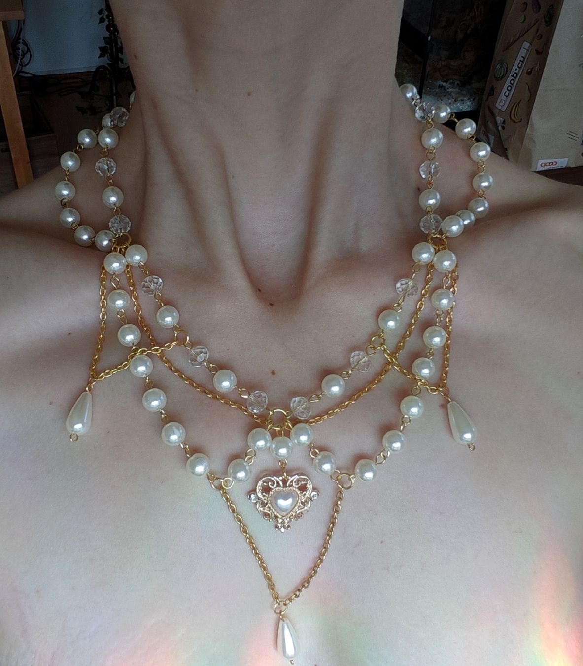 Catenine: Goldene Perlenkette (unecht), baroque – Nuovo (secondo la descrizione) da Aesch BL venduto da salomemarieanne