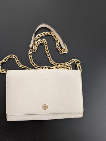 Tory Burch Leather Ivory Crossbody Chain Bag