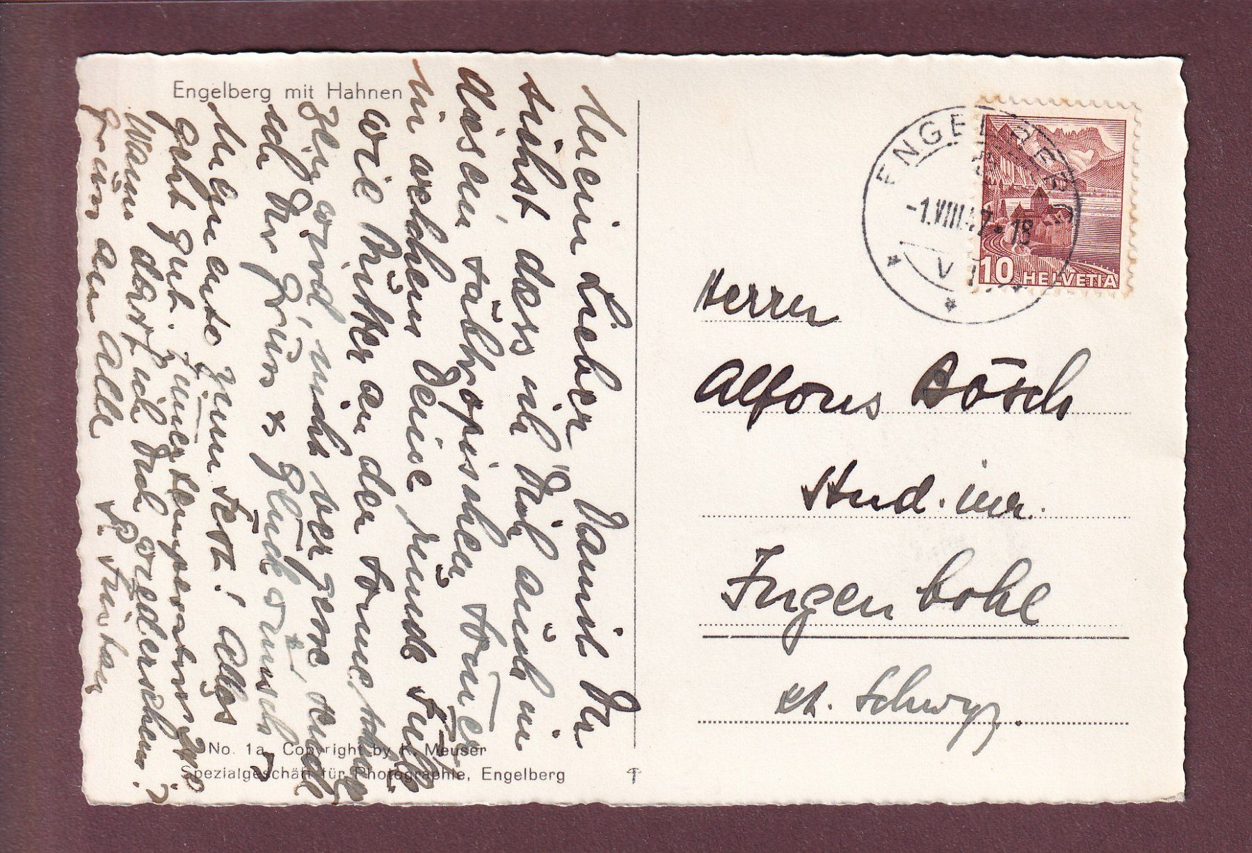 Ansichtskarten: ENGELBERG - Hahnen - 1947 – Gebraucht aus Pully von nicecards 1