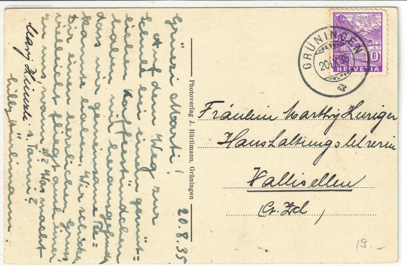Cartoline postali: Grüningen - Schulhaus – Usato da Ettingen venduto da Kartenplanet 1