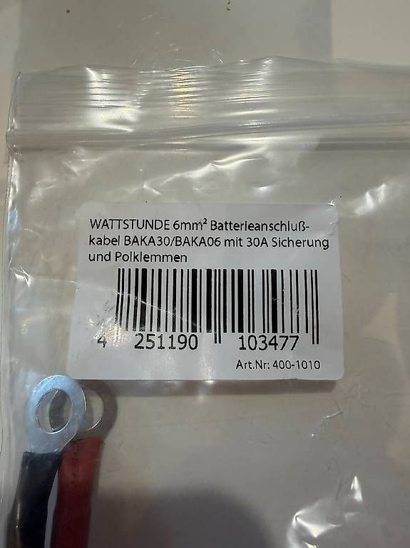 Solargeräte und Solarprodukte: Batterieanschlusskabel 6mm von Wattstunde – Neu und originalverpackt aus Nussbaumen AG von Rsugus 1