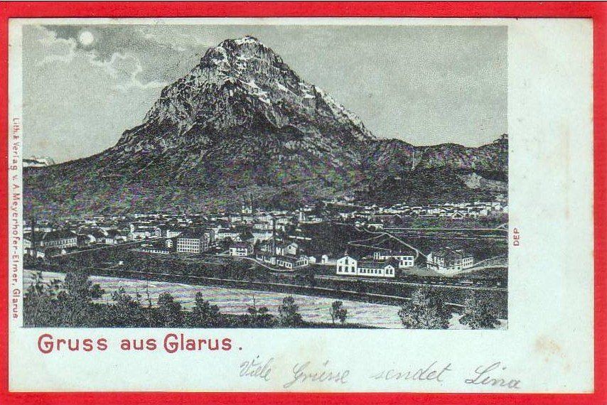 Ansichtskarten: GLARUS LITHO 1906 – Gebraucht aus Grüningen von Kartenlaube