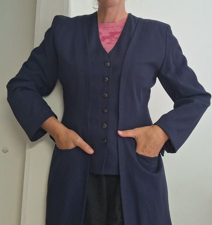Vintage Avant-Garde Blue Jacket Dress Blazer