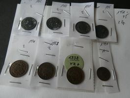 Schweiz 1931-1945, Konvolut alte 1- und 2-Räppler
