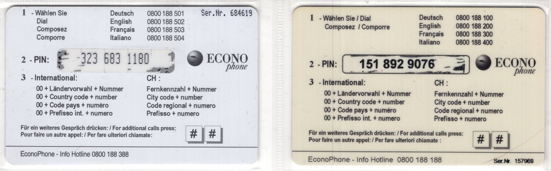 Telefon- & Taxkarten: ECONOphone - 12 verschiedene Prepaid Telefonkarten – Gebraucht aus Eglisau von Chperfins 3