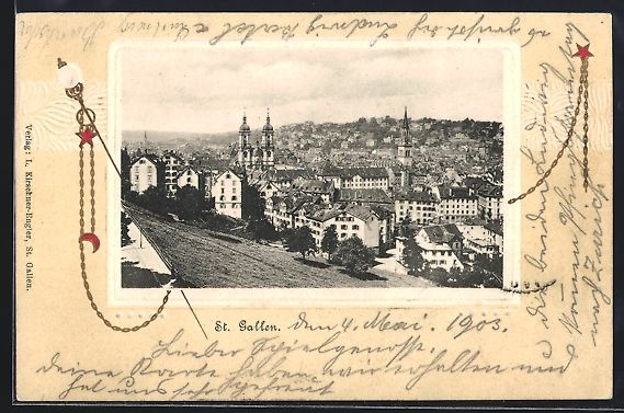 Cartoline postali: AK St. Gallen, Ansicht vom Hang aus – Usato da Berlin venduto da bartko-reher
