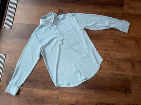 New CHF 300 Sandro satin long sleeve polo shirt - M