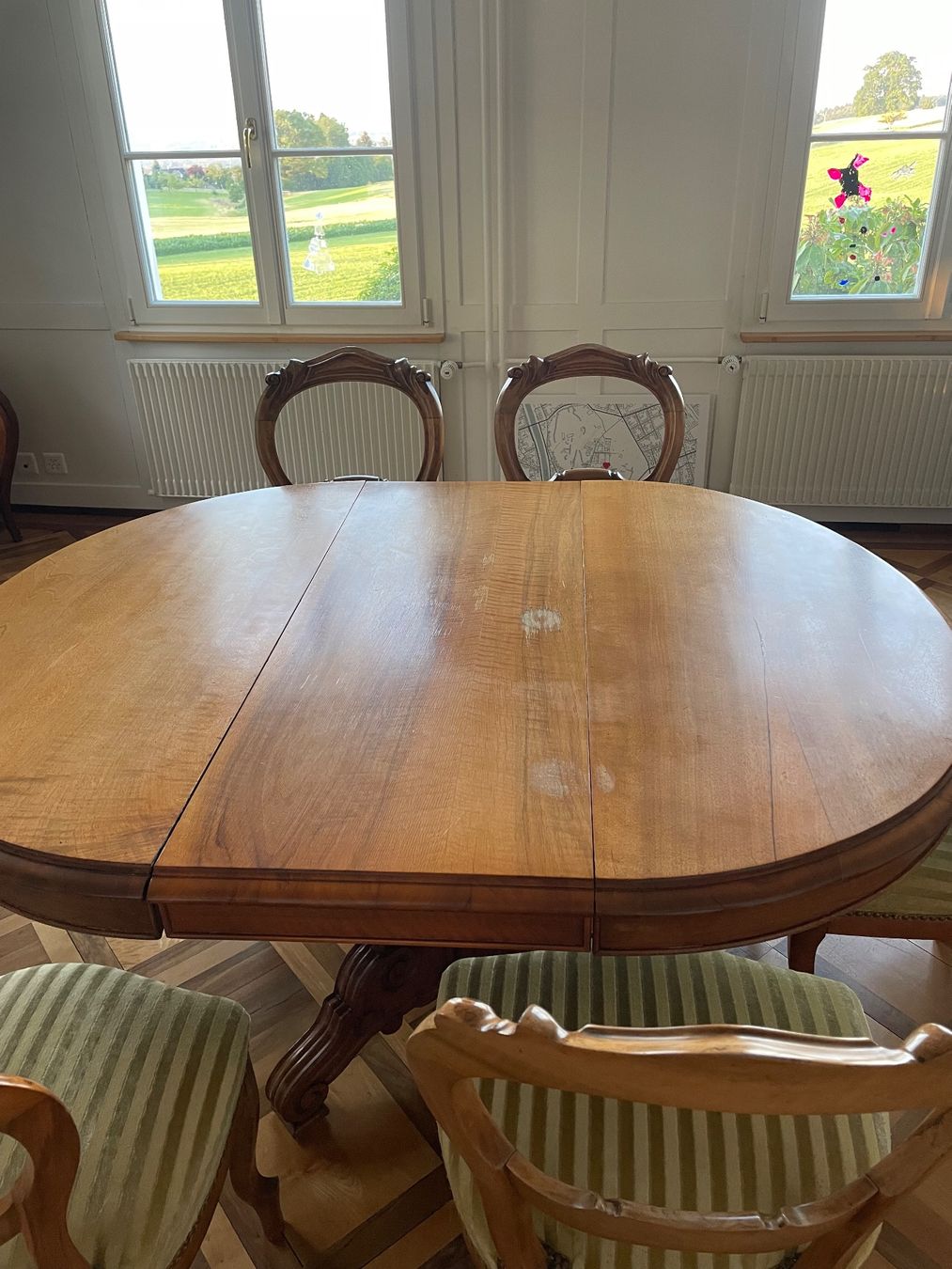 Set di tavolo e panche: Esstisch oval mit 6 Stühlen Holz – Usato da Schönholzerswilen venduto da MichaelaSommer 2