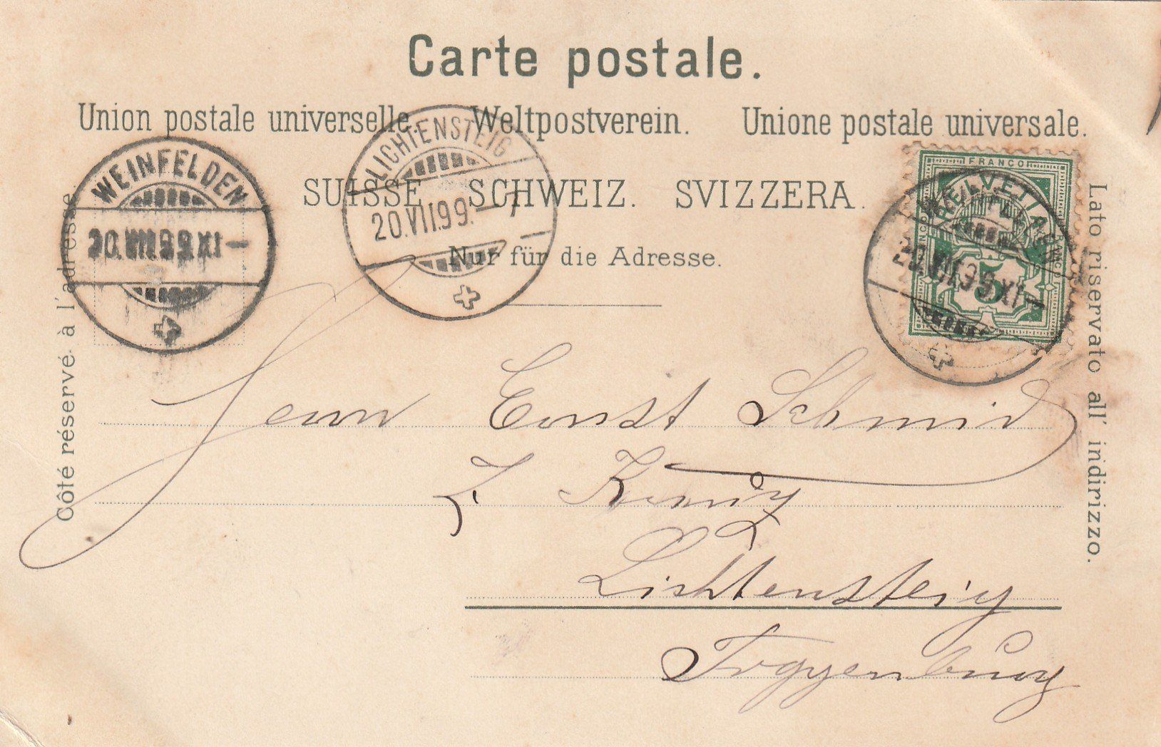 Cartoline postali: AK  Gruss aus Weinfelden 1899 – Usato da Rupperswil venduto da Ema10 1