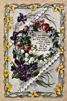 Poesiebild farbig 1909, Bblumen Veilchen