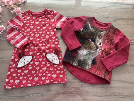 Jako-O Set Pullover und Kleid rot Grösse 104🐈🐭