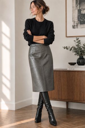 Gonna midi EMMA – Capsule Collection – similpelle metallizza