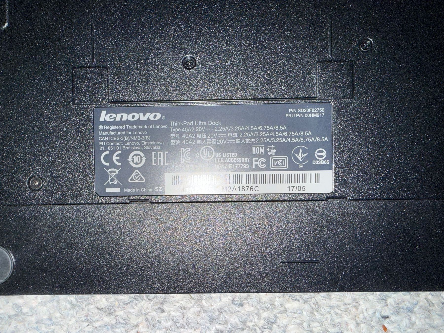 Lenovo Docking station: Thinkpad Ultra Dock Typ 40A2  inkl. Ladeadapter & Schlüssel – Usato da Niederhasli venduto da Cello57 1
