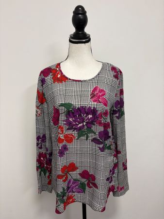 Gerry Weber bluse Hahnentritt Blumen schwarz weiss 38