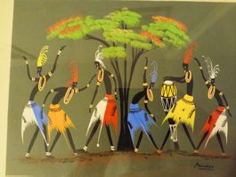 Tableau peuple africain Aquarelle