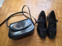 Schuhe Gr. 39 plus schwarze Handtasche
