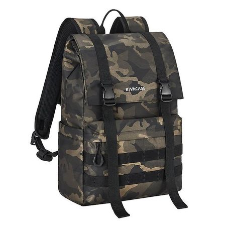 RIVACASE 7621 brown camo Canvas Laptop-Rucksack
