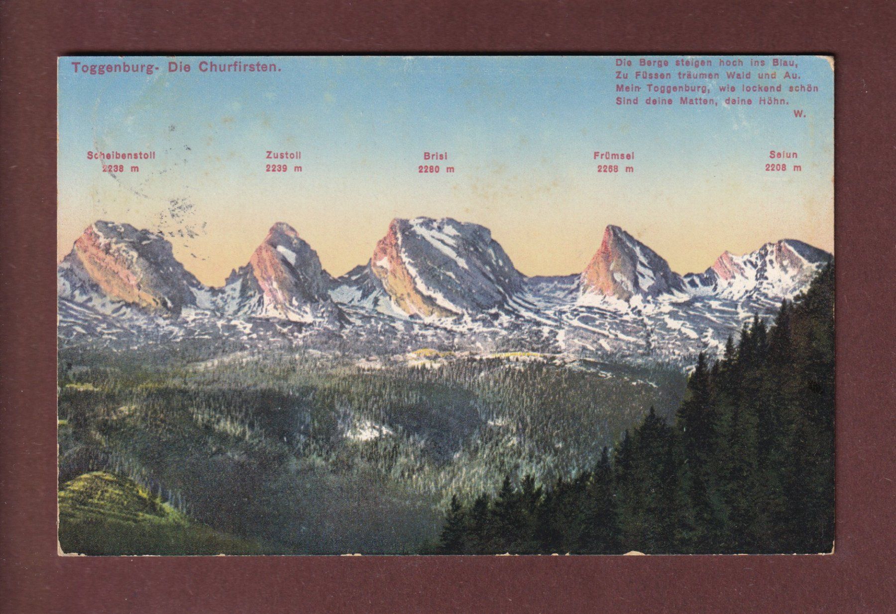 Ansichtskarten: CHURFIRSTEN - 1916 – Gebraucht aus Pully von nicecards-shop