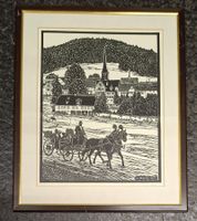 Häfeli Werner, Scherenschnitt-Litho, Hochzeit Kutsche  Pferd