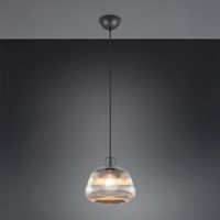 Pendelleuchte, Glas, Chrom, 22 cm Ø