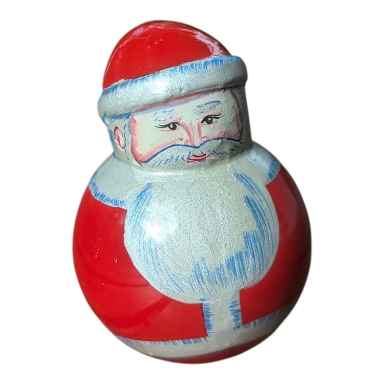 Vintage Roly Poly Tin Santa Claus ringing inside. Christmas (Gebraucht ...