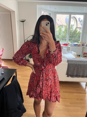 Maje Kleid rot gemustert Grösse 1 gebrauchter Zustand