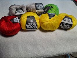 7 Knäuel Baumwollgarn Wool Addicts in leuchtenden Farben