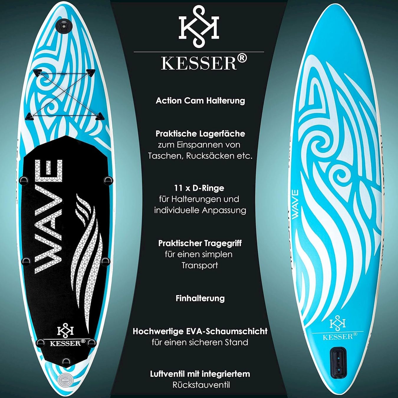 Surf: KESSER Aqua SUP Board Set 320cm hellblau – Neuf avec emballage d'origine à Bottighofen par zaap 1