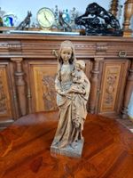 Madonna mit Kind Statue Holz Handarbeit Vintage 30cm