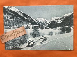 Postkarte Winter im Sernfta, Elm mit dem Gufelstock