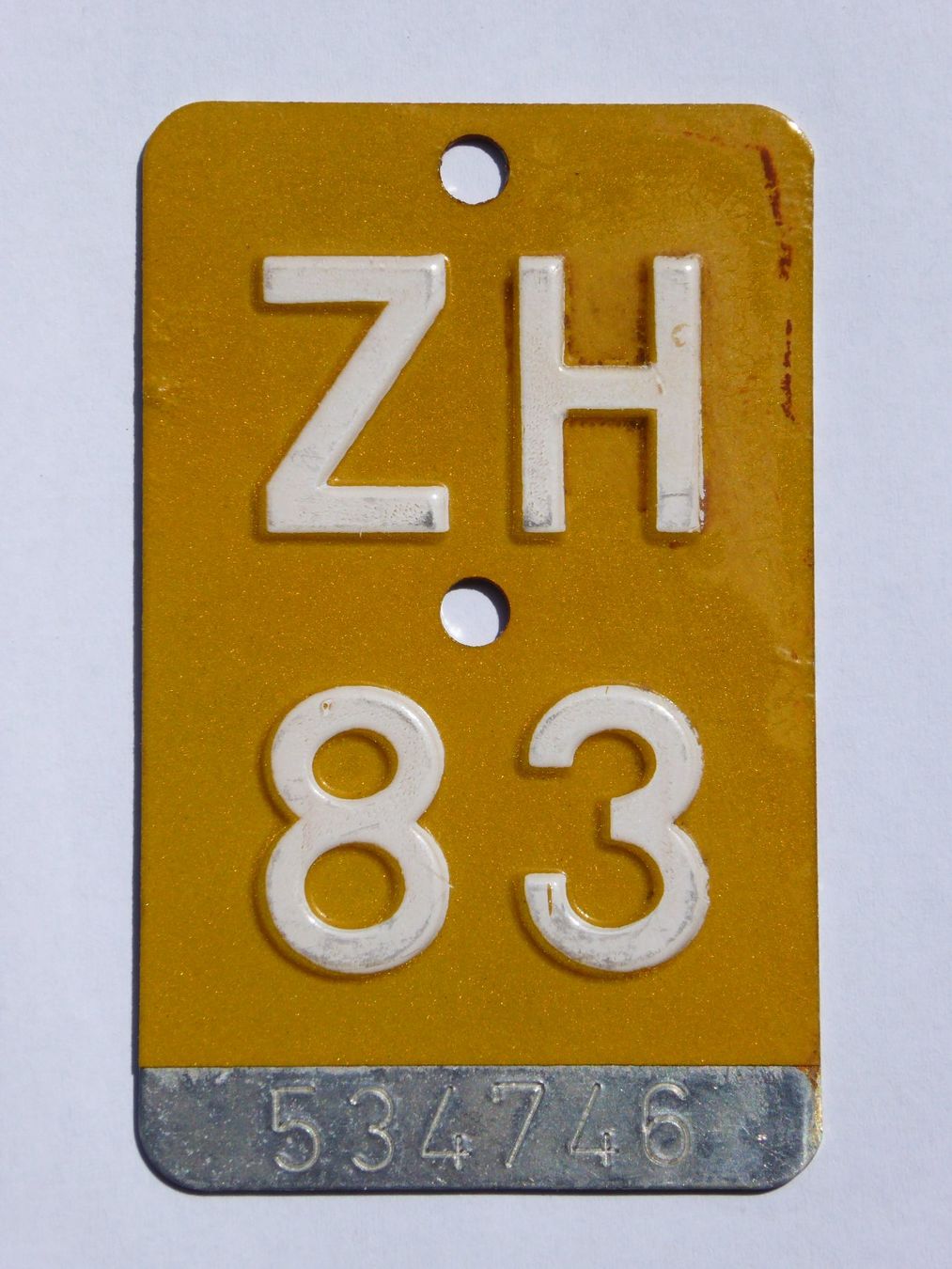Insegne: Velonummer (Mofa) ZH 83 – Usato da Stadel-Winterthur venduto da Puch1953