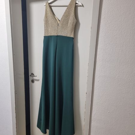 Elegantes Abendkleid in Grün und Gold - Grösse 42
