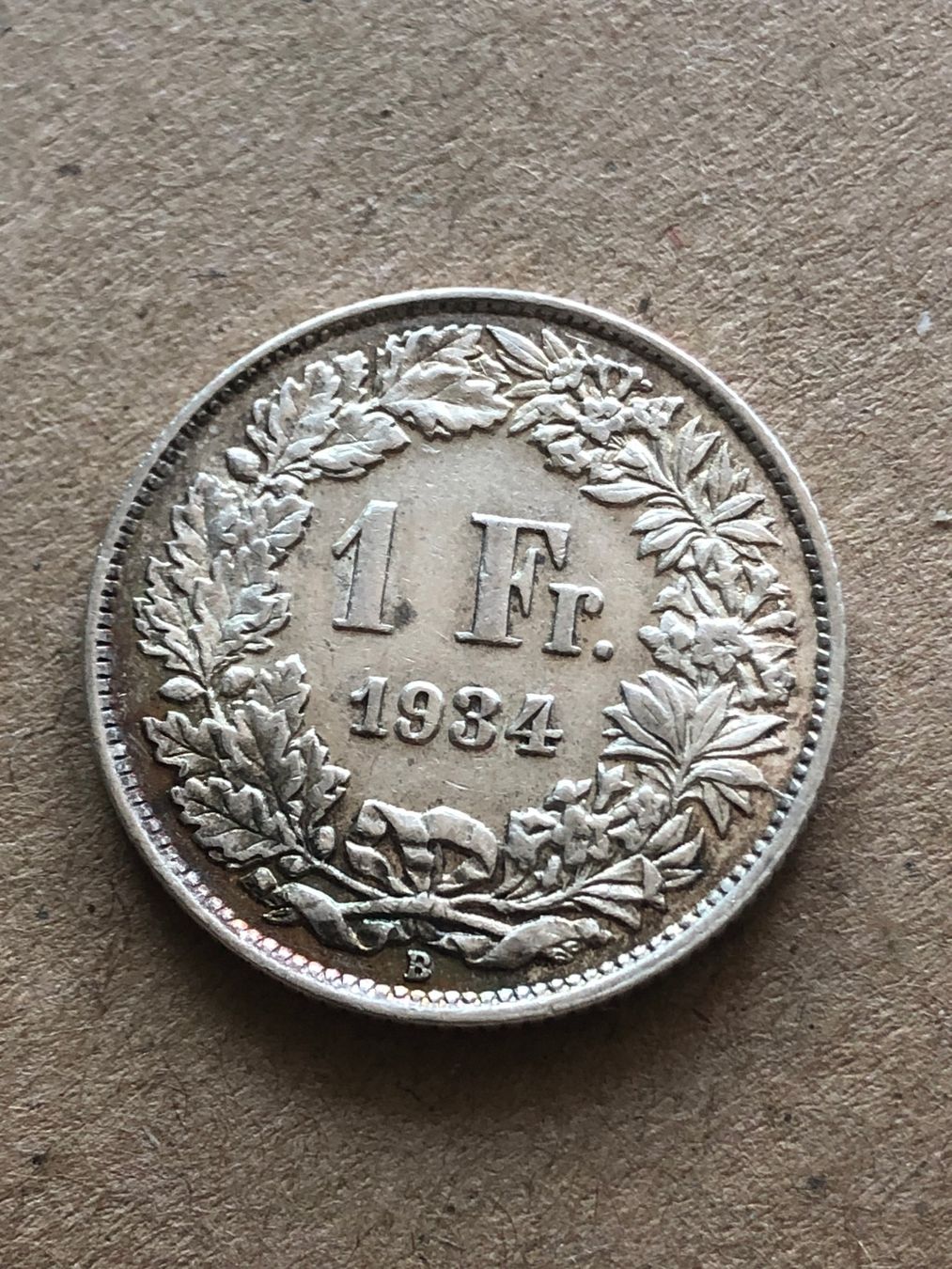 Alle Münzen: 1 Fr. 1934 – Gebraucht aus Schötz von Odpa