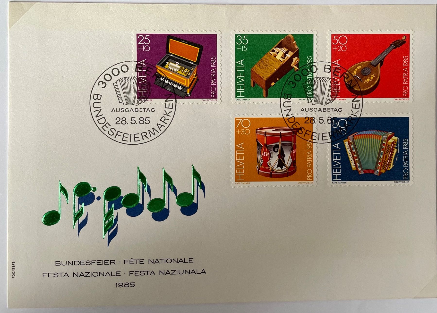 Tutti i francobolli: Satzbrief Pro Patria FDC 28.5.1985, s. Abbildung – Usato da Rorschach venduto da Ziltenera
