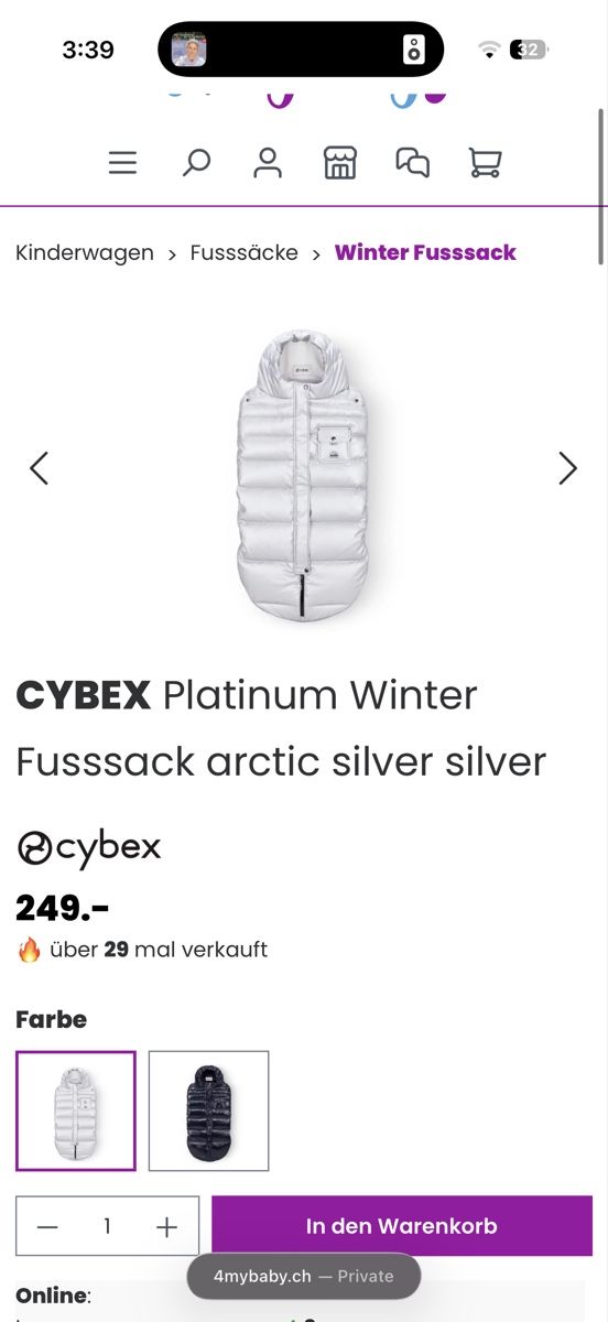 Cybex Sacchi a pelo: Cybex Platinum Winter Footmuff - Arctic Silver – Usato da Uitikon Waldegg venduto da sdman 2
