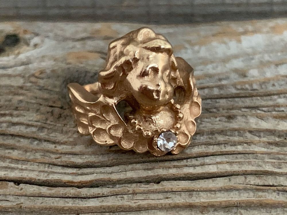 Engel Ring 54 bezaubernd, 925 Silber vergoldet mit Zirkonia | Kaufen ...
