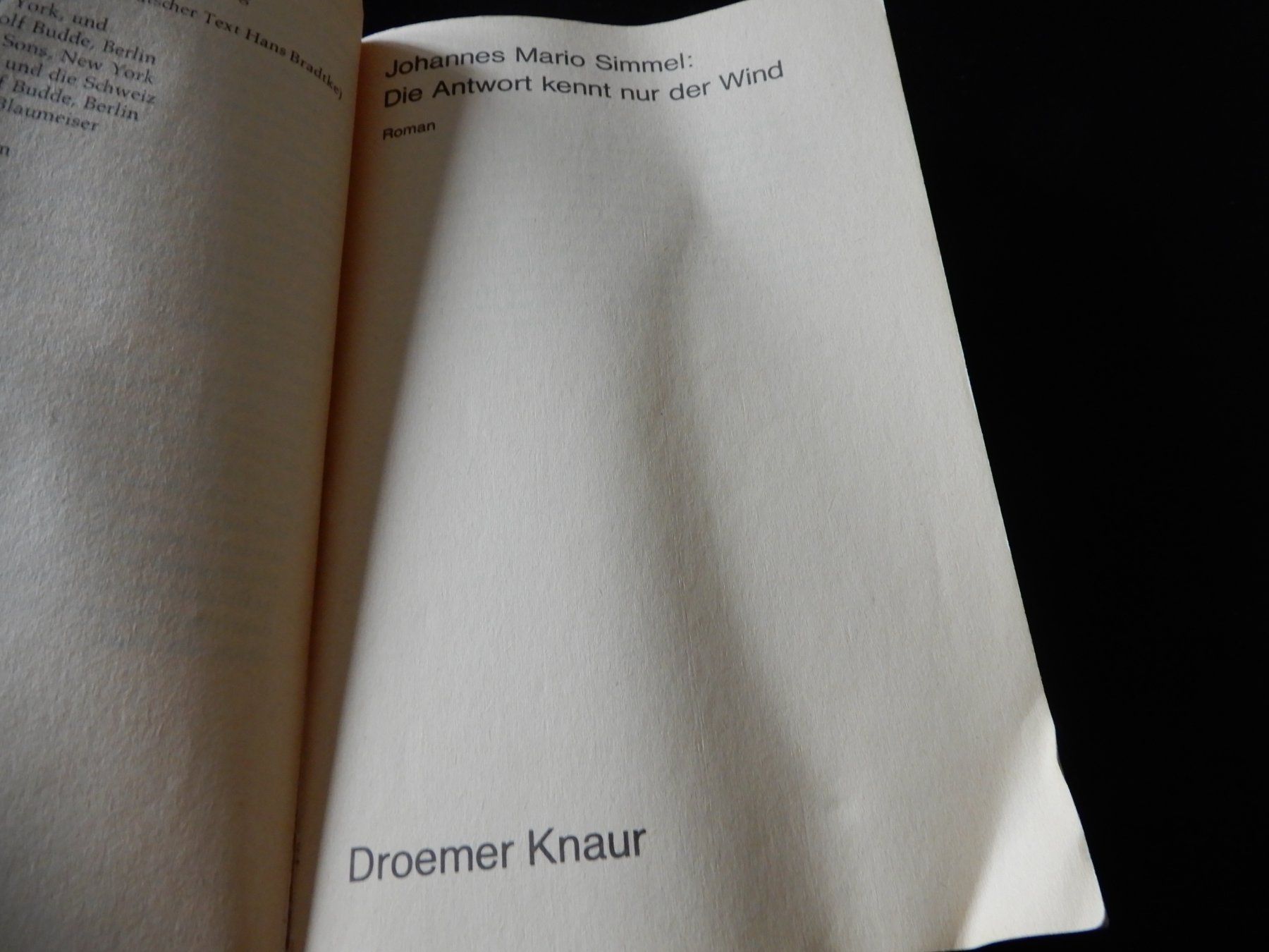 Libri: Simmel - Die Antwort kennt nur der Wind – Usato da Erstfeld venduto da Mario_boe0 3